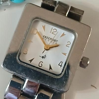 Necklace, earrings, bracelet matching set with a Freeport watch