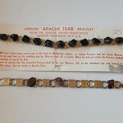 Genuine Apache tear bracelet with another stone bracelet