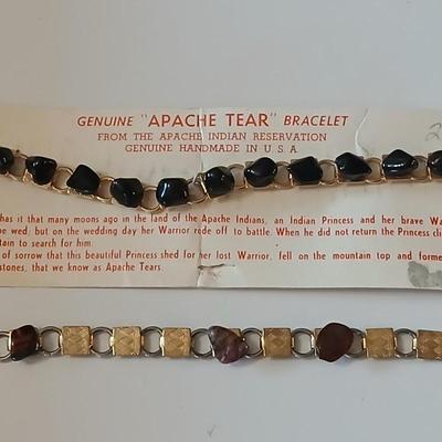 Genuine Apache tear bracelet with another stone bracelet