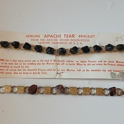 Genuine Apache tear bracelet with another stone bracelet