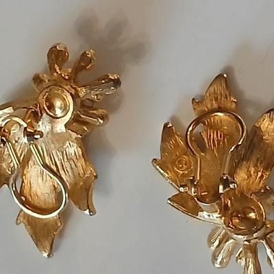 Gold toned Jewlery - bracelet - belt - earrings - necklace - in a rose topped tin - Monet - Avon - and more
