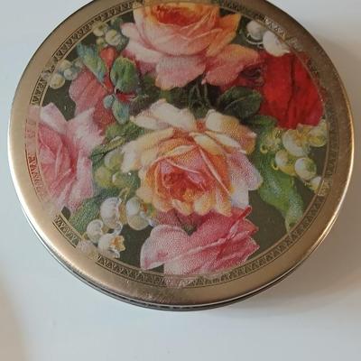 Gold toned Jewlery - bracelet - belt - earrings - necklace - in a rose topped tin - Monet - Avon - and more