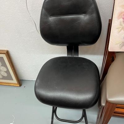 Sale Photo Thumbnail #173: Gary Platt X-Tended Play Casino Bar Stool  (Choice #2Seat)  This Stool is Wrought Iron and Vinyl Seating surface.  It is very Heavy.
Seat Ht 27"   Back Ht 44.5"