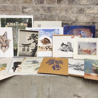 Sale Photo Thumbnail #298: Some prints, some originals, all without frames. Most are vintage.