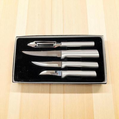 Sale Photo Thumbnail #194: RADA Kitchen Knife Set.   Includes Potato Peeler, Paring Knife and two utility knives in original box.  Does not appear to have been used