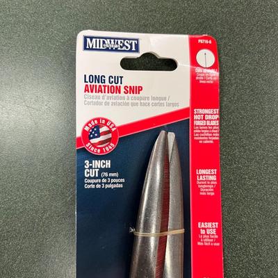 Sale Photo Thumbnail #227: MIdwest Snips Long Cut  Aviation Snips Model P6716-A  New  Made in the USA  3" Cut
