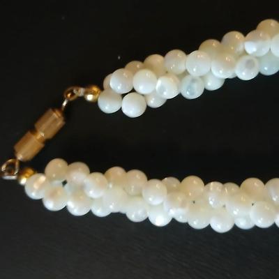 Faux pearl necklaces - brooch - earrings- and a beautiful, beaded necklace
