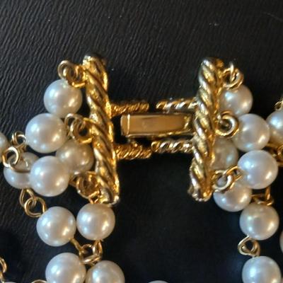 Faux pearl necklaces - brooch - earrings- and a beautiful, beaded necklace