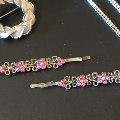 Silver toned Jewelry - necklace chains - hair pins - earrings - and more