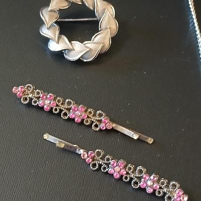 Silver toned Jewelry - necklace chains - hair pins - earrings - and more