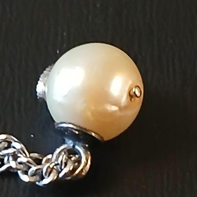 For the love of your life - Pearl necklace with embellished heart and a 14 KT marked band with flower