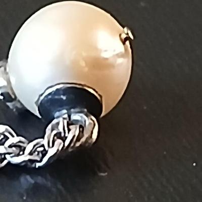 For the love of your life - Pearl necklace with embellished heart and a 14 KT marked band with flower