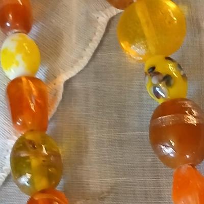 Vintage jewlery - beaded necklace - glass beaded necklace - Wood camel pin- Geneva watch and more