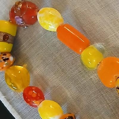 Vintage jewlery - beaded necklace - glass beaded necklace - Wood camel pin- Geneva watch and more