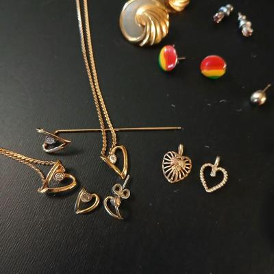 Gold toned delicate Jewelry - heart pendants - 18 KT GF necklaces - earrings - locket - Willow tree box and more