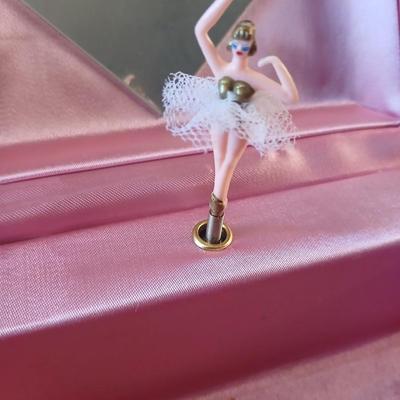 Vintage musical Jewelry box with miss matched Jewlery some watches and an assortment of pins