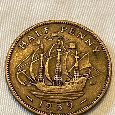 1954 HALF PENNY. 1939. HALF PENNY