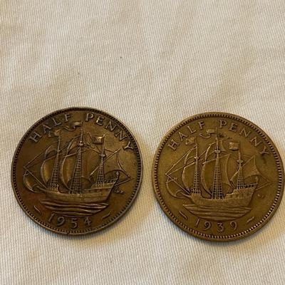 1954 HALF PENNY. 1939. HALF PENNY