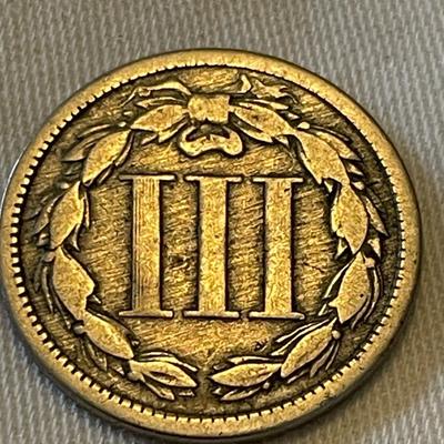 1865 UNITED STATES THREE CENT NICKEL