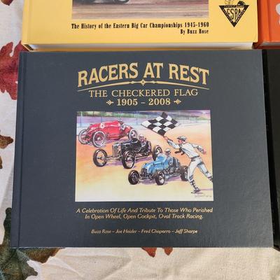 4 Auto Racing Hardback Books The Eastern Bull Rings, Tow Money, Show Biz Auto Racing IMCA Big Cars, Racers at Rest The Checkered Flag ,...