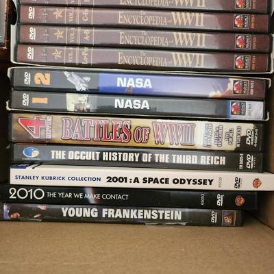 lot of DVD Movies , NASA 25 Years 5 Vol. , WWII, Speedway 60, Band of Brothers, Batman the Movie and many more