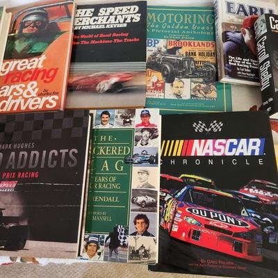Lot of Books Racing Cars Carroll Shelby , Hot Rod Pioneers,Nascar Chronicle, Speed Addicts, Dusty Heros, and More