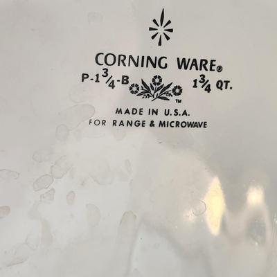 Pyrex Spring Blossom w Lid & Corning Ware Blue Cornflower Casserole Dish w Lid
