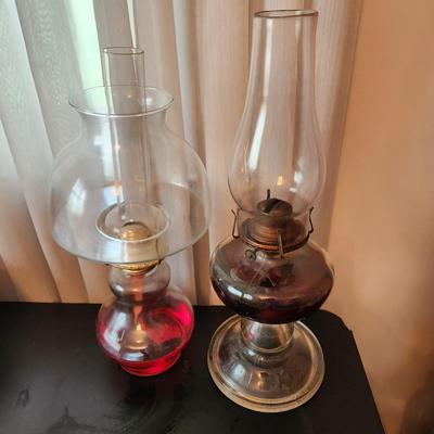 Lot of 3 Vintge Hurricane Oil Lamps 1 P&A Risdon lamp