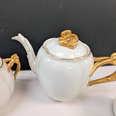 Sale Photo Thumbnail #682: Antique Austria Marx Gutherz Carlsbad Tea Pot, Creamer & Sugar Set