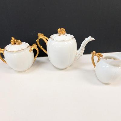 Sale Photo Thumbnail #685: Antique Austria Marx Gutherz Carlsbad Tea Pot, Creamer & Sugar Set