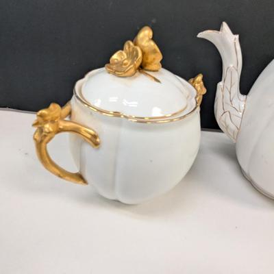 Sale Photo Thumbnail #681: Antique Austria Marx Gutherz Carlsbad Tea Pot, Creamer & Sugar Set