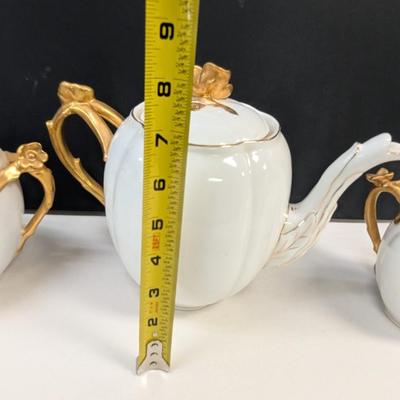 Sale Photo Thumbnail #688: Antique Austria Marx Gutherz Carlsbad Tea Pot, Creamer & Sugar Set