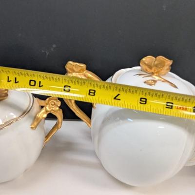 Sale Photo Thumbnail #689: Antique Austria Marx Gutherz Carlsbad Tea Pot, Creamer & Sugar Set