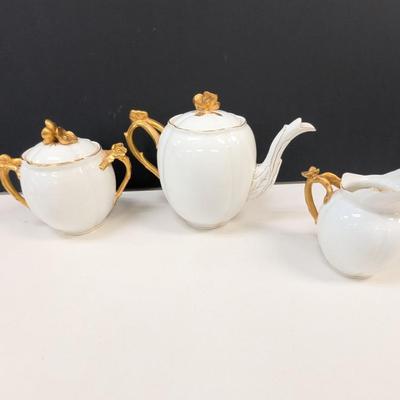 Sale Photo Thumbnail #684: Antique Austria Marx Gutherz Carlsbad Tea Pot, Creamer & Sugar Set