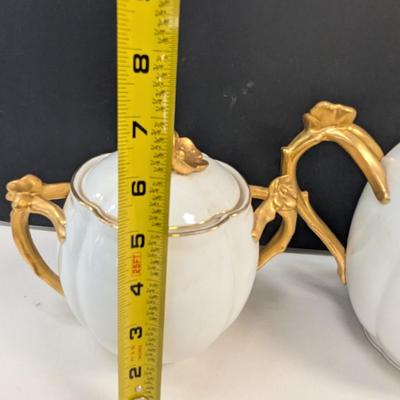 Sale Photo Thumbnail #692: Antique Austria Marx Gutherz Carlsbad Tea Pot, Creamer & Sugar Set