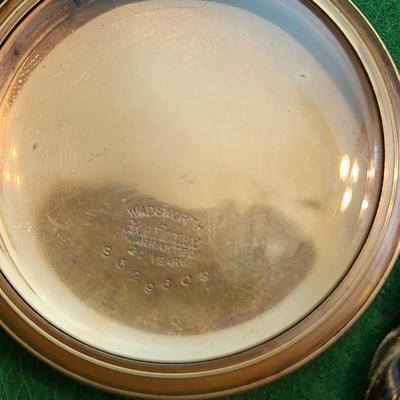 Lot of 17 Vintage Gold Tone Pocket Watches Cases j Boss, C.W.C., Wadsworth ,Waltham, Cashier A.W. C. Co., Majestic, Philadelphia