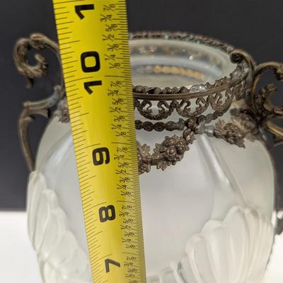Sale Photo Thumbnail #715: Antique Glass Vase With Metal Stand