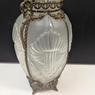 Sale Photo Thumbnail #709: Antique Glass Vase With Metal Stand