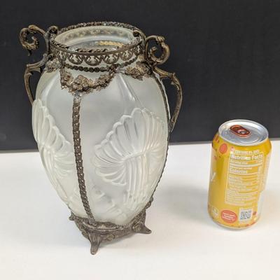 Sale Photo Thumbnail #717: Antique Glass Vase With Metal Stand
