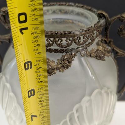 Sale Photo Thumbnail #711: Antique Glass Vase With Metal Stand