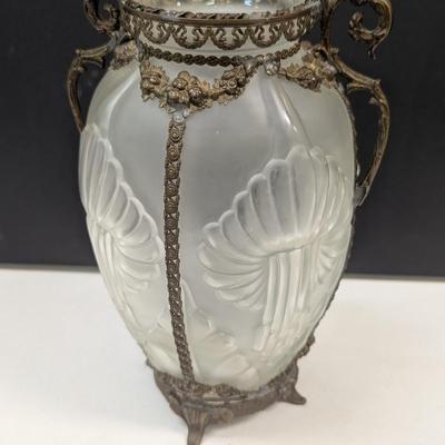 Sale Photo Thumbnail #710: Antique Glass Vase With Metal Stand