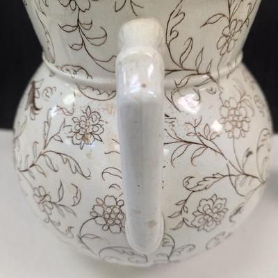 Sale Photo Thumbnail #731: Large White Floral Design Vessel With Matching Sugar Container