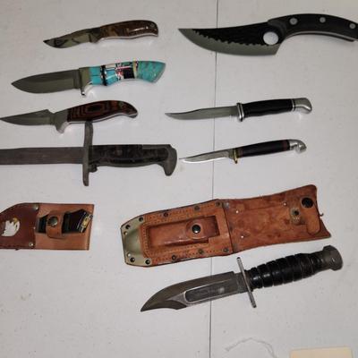 Collection of Knives Military , Alaska Rod's Haines, Hunting , Lakota Finwing