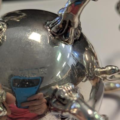 Sale Photo Thumbnail #2972: Marked Silver Plated Coffee, Creamer & Sugar Bowl