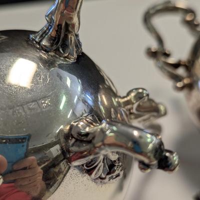 Sale Photo Thumbnail #2973: Marked Silver Plated Coffee, Creamer & Sugar Bowl