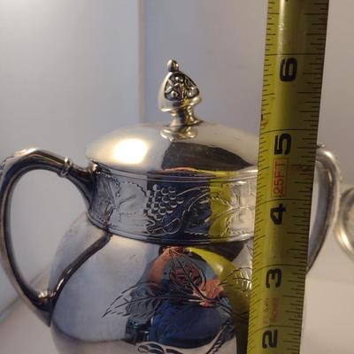 Pairpoint Quadruple Plate Teapot and Covered Sugar Bowl