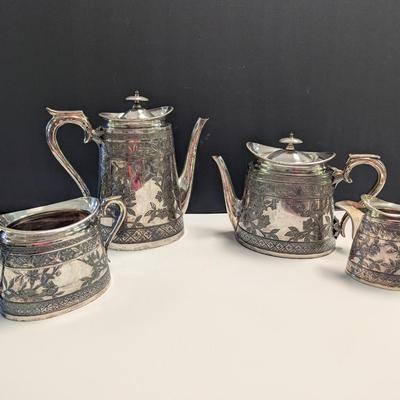 Sale Photo Thumbnail #2979: Vintage Rare Silver Plate Coffee And Tea Set Walker & Hall Sheffield