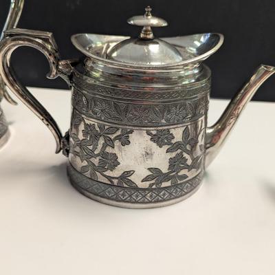 Sale Photo Thumbnail #2990: Vintage Rare Silver Plate Coffee And Tea Set Walker & Hall Sheffield