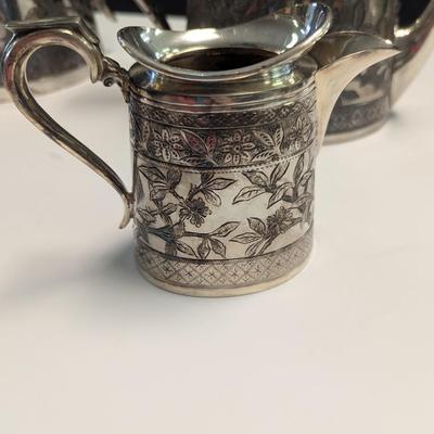 Sale Photo Thumbnail #2991: Vintage Rare Silver Plate Coffee And Tea Set Walker & Hall Sheffield