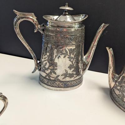 Sale Photo Thumbnail #2982: Vintage Rare Silver Plate Coffee And Tea Set Walker & Hall Sheffield